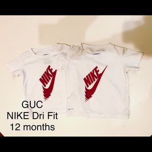 Nike twin boys 12 months red and white shirts